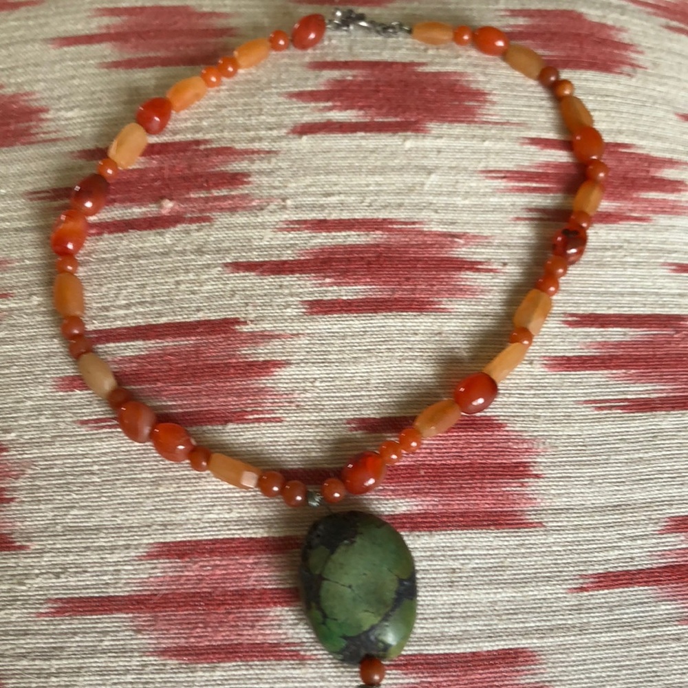 Turquoise and carnelian necklace.
